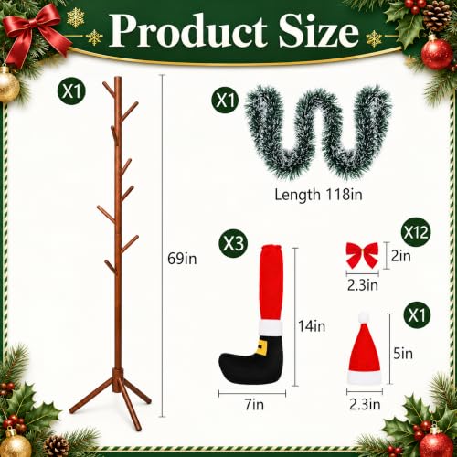 Christmas Wooden Stocking Holder Stand Walnut - Freestanding Holiday Rack