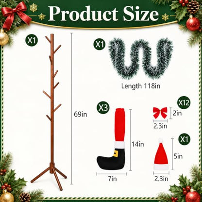 Christmas Wooden Stocking Holder Stand Walnut - Freestanding Holiday Rack