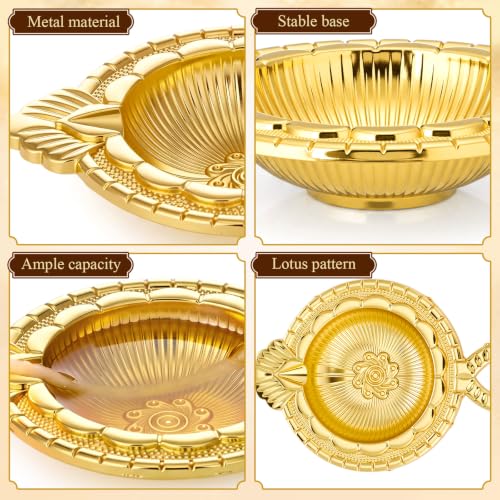 50 Pcs Indian Diwali Kuber Oil Lamps for Puja and Festival Decor - Gold Finish