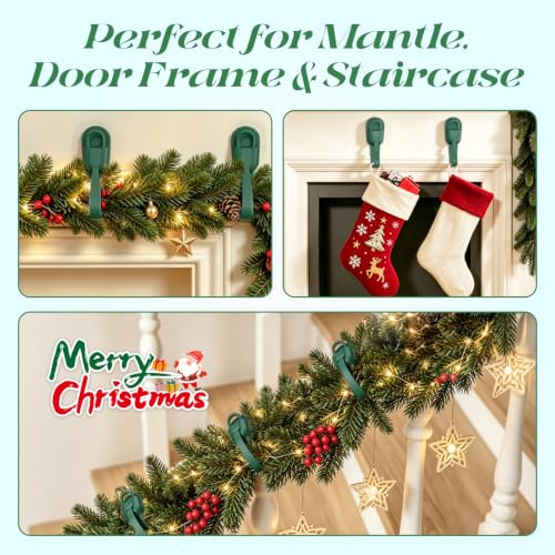 Self-Adhesive Silicone Garland Hangers for Mantle, Fireplace & Doorway - 12 Pack