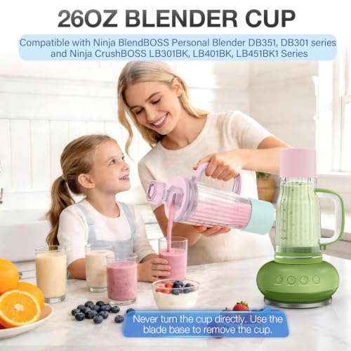 26oz Blender Cup Replacement for Ninja BlendBOSS Personal & CrushBOSS Blenders - Pink Peppercorn