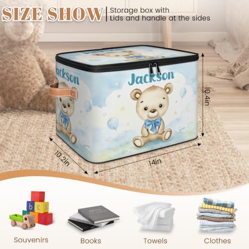 Large Custom Baby Keepsake Box with Name - Blue Memory Box for Boys Option 17