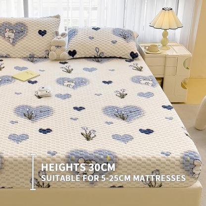 Velvet Fitted Sheet Queen Size 59''x79'' Thick Soft Velvet Bed Cover