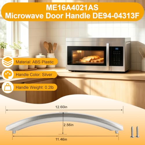 Microwave Door Handle Replacement for Samsung ME16A4021AS/AA - Model DE94-04313F - Silver, Upgraded ABS Material