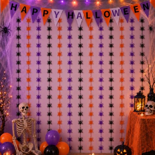 Halloween Spider Tinsel Foil Curtain - 2 Pack, 1m x 2m, Party Decor