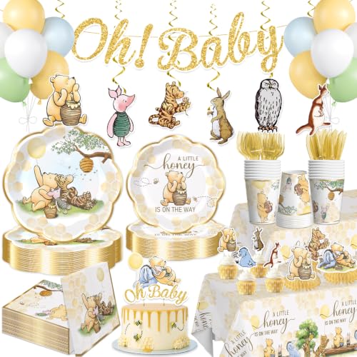 Classic Bear Baby Shower Decorations Set for 25 Guests - Gender-Neutral