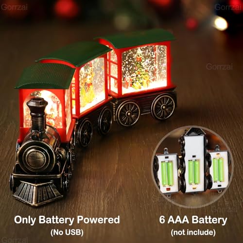 Santa Claus Train Snow Globe Lantern with Timer - Christmas Indoor Decor