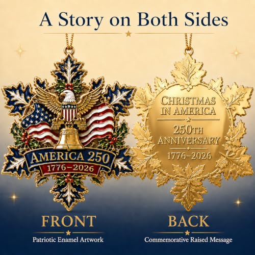 Christmas Ornament 2026 3D Metal Enamel USA Snowflake Decoration - Patriotic 250th Anniversary