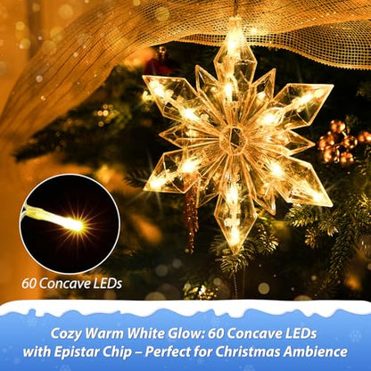 Christmas Snowflake Window Lights - 5 Snowflakes, 60 LEDs Waterproof Outdoor Indoor Decor