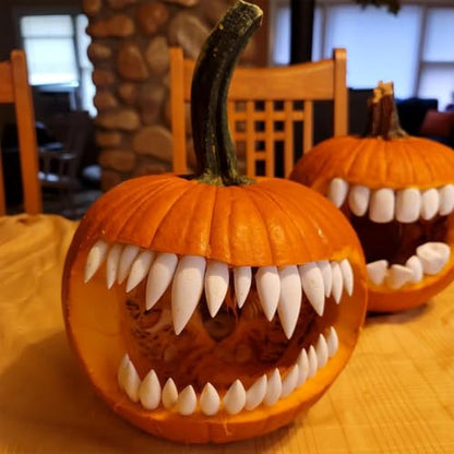 Monster Grin Pumpkin Teeth Kit - DIY Halloween Pumpkin Face Decorations, A2 Variation