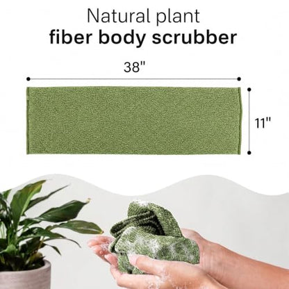 Exfoliating Washcloth Towel Set - Olive Green & Deep Purple, Body Loofah Sponge