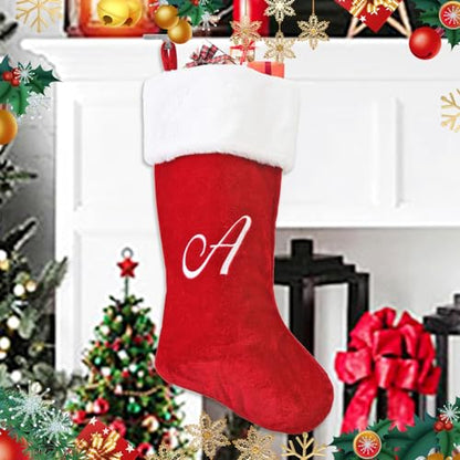 20 Inch Red Christmas Stockings with Letter - Festive Holiday Decor - Variation A