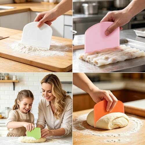 Flexible Dough Scraper & Cutter Set - 5-Piece Kitchen Utensils for Baking