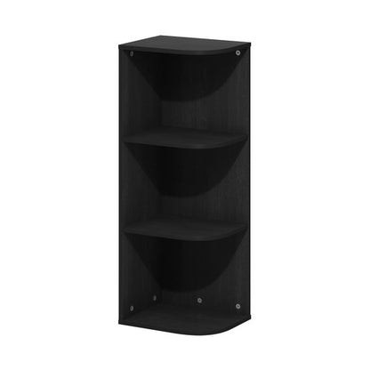 Furinno PASIR Book Shelf, 3-Tier Corner Bookshelf with Open Shelf, Standing Bookcase, 9.3 x 12 x 31.5 for Organization and Storage, for Living Room, Bedroom, Home Office, Blackwood