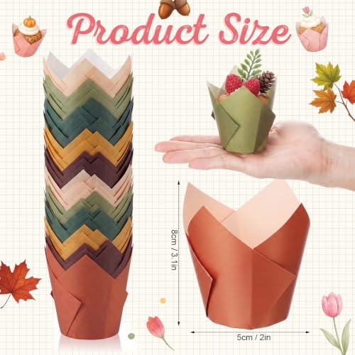Autumn Tulip Cupcake Liners Set - 120 Pcs Fall Muffin Baking Cups with 6 Colors