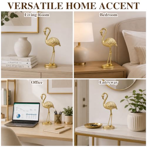 Gold Flamingo Resin Bird Figurine Sculpture - Home Decor Gift