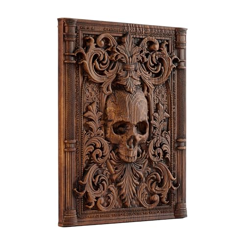 Handmade Wooden Skull Wall Decor for Halloween & Christmas - 11.8"L x 9.4"W