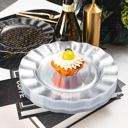 Clear Plastic Dinner Plates 10 Inch - Wave Edge, 72 Pack - Variation of THIS listing