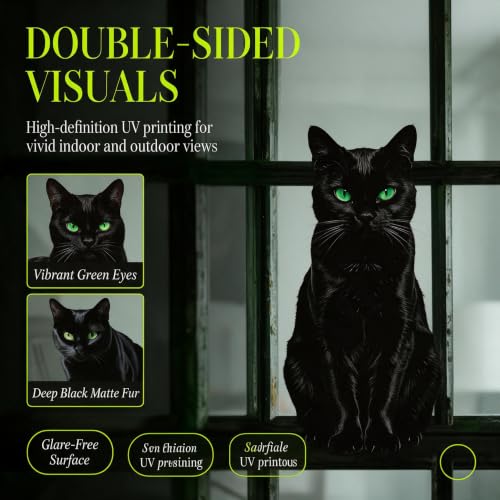 Halloween Black Cat Window Clings - Reusable Static Stickers for Party & Home Decor