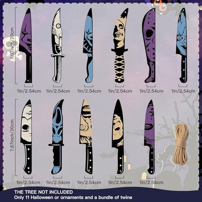 12pcs Horror Wooden Knife Ornaments for Halloween Tree Decorations