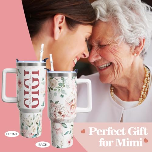 Gigi 40oz Insulated Travel Tumbler with Handle & Straw - Grandma Gift