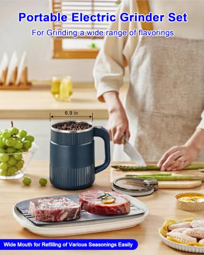 Blue Electric Grain Mill Grinder 500G Stainless Steel Flour Mill for Home Use
