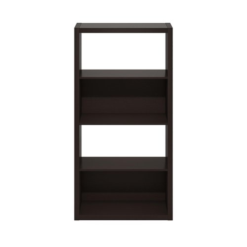 Furinno Viola Book Shelf, 4-Tier Bookshelf, Extra Thick Frame Bookcase with Open Shelf, Open Back Design, 11.3" x 23.2" x 45.4", for Living Room, Bedroom, Home Office, Black Dark Oak