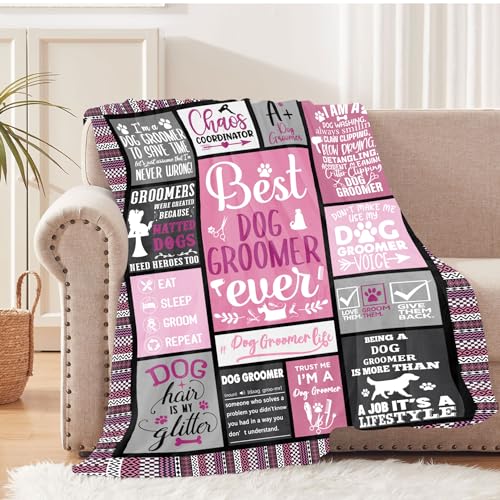 Dog Groomer Gift Throw Blanket 60x50 Inches Pink - Absacie