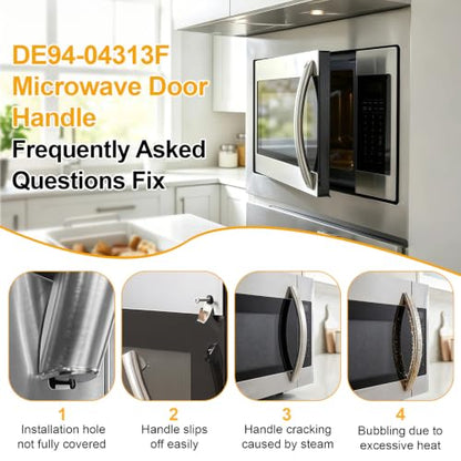 Microwave Door Handle Replacement for Samsung ME16A4021AS/AA - Model DE94-04313F - Silver, Upgraded ABS Material