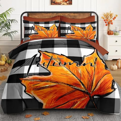 Fall Comforter Set with Sheets - 7 Piece Farmhouse Bedding Set
