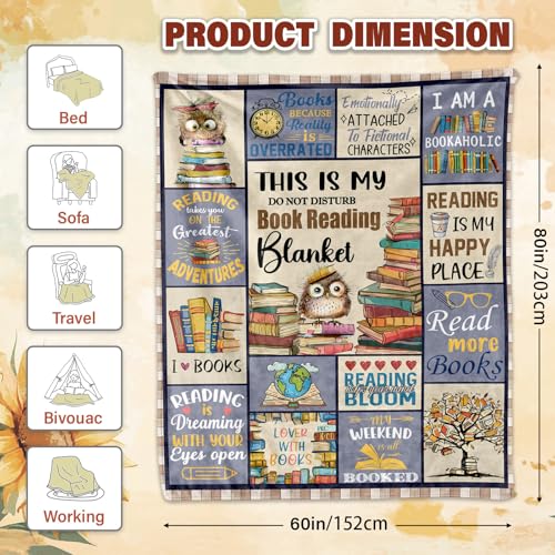 Reading Book Lovers Blanket - Cozy Fleece Oversized Throw 60x80 Inches - Variation of THIS listing
