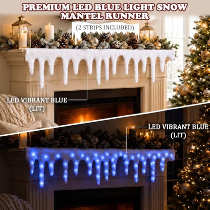 LED Christmas Icicle Snow Blanket Set with 8 Flashing Modes - Battery Powered
