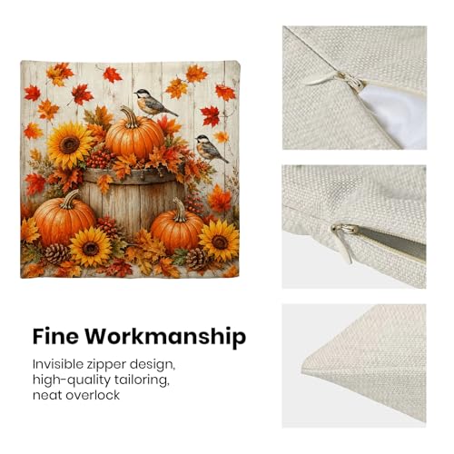 Fall Decor Pillow Covers 18x18 Set of 2 Pumpkin Sunflower Autumn Farmhouse Cushion Cases