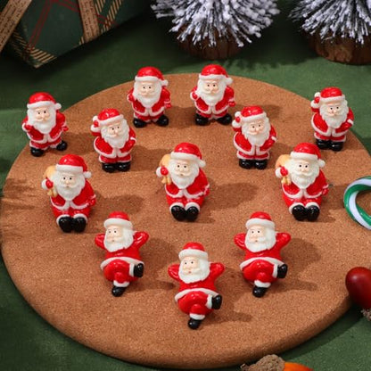 Mini Santa Claus Figurines Christmas Decorations Set - Resin Holiday Ornaments