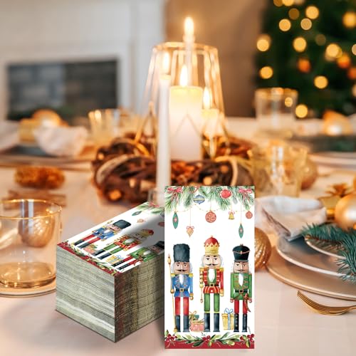 Christmas Nutcracker Guest Napkins – 200 Disposable Paper Towels for Holiday Parties