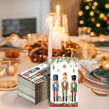 Christmas Nutcracker Guest Napkins – 200 Disposable Paper Towels for Holiday Parties