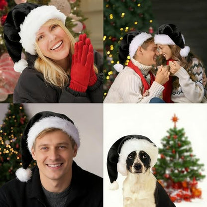Black Santa Hat for Adults Christmas Party Holiday Costume - Santa Hat Variation