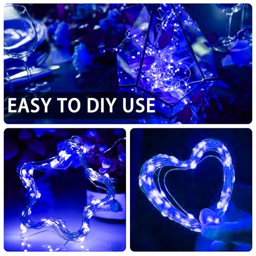 12 Pack Blue Fairy Lights Battery Operated 7ft 20 LED String for Holiday Decor - Variation of 12 / Blue