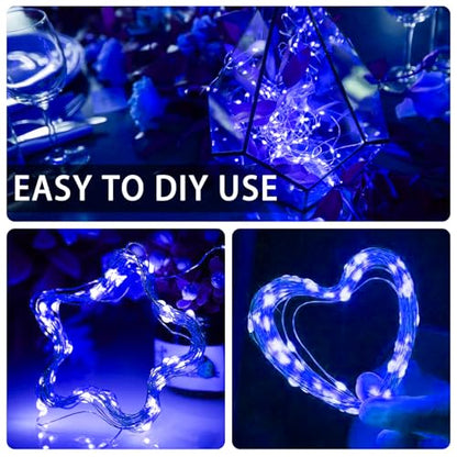 12 Pack Blue Fairy Lights Battery Operated 7ft 20 LED String for Holiday Decor - Variation of 12 / Blue
