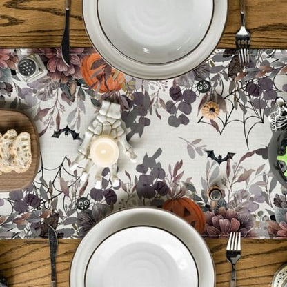 Halloween Table Runner 13x108 Inch Beige Brown Durable Polyester Home Decor
