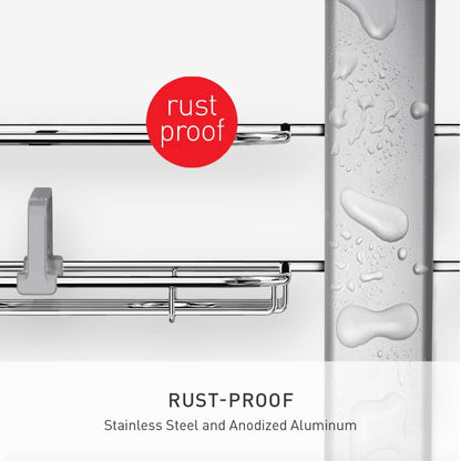 simplehuman Adjustable Shower Caddy XL - Durable Stainless Steel & Anodized Aluminum Design