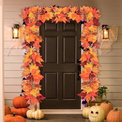 Brown Fall Maple Leaf Garland 11.8FT 2-Pack Autumn Foliage Decor