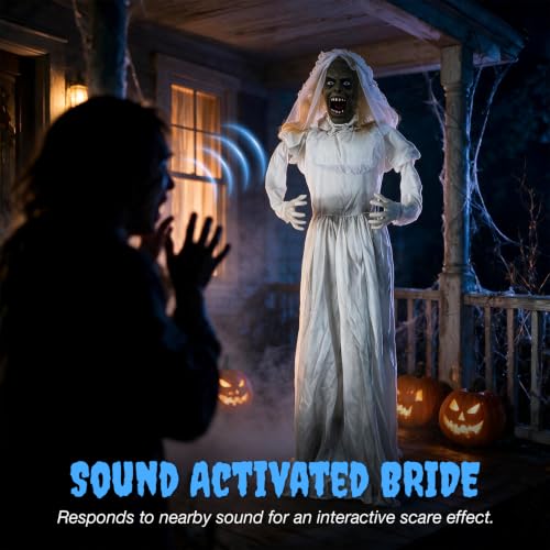 Ghost Bride Halloween Animatronic Decor 5.5FT Outdoor Haunted Display
