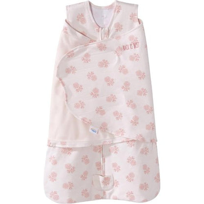 HALO 100% Cotton Sleepsack Swaddle, 3-Way Adjustable Wearable Blanket, TOG 1.5, Watercolor Rose Toss Blush, Newborn, 0-3 Months