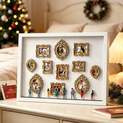 Rectangular Personalized Christmas Mini Museum Kit DIY Shadow Box with Mini Picture Frames