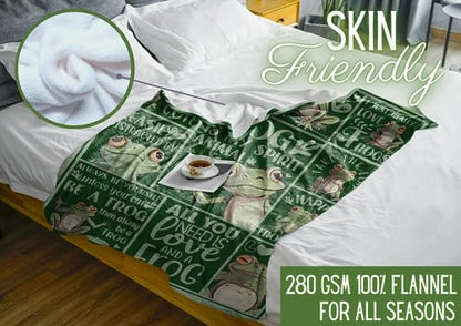 Frog Gifts Blanket for Women - Flannel Throw 50x65 Inches - Frog Lover Gift - Variation 03-Frogs Are