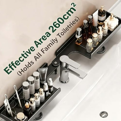White Foldable Over-Faucet Shelf Organizer No Drill Over Sink Storage - 20 in