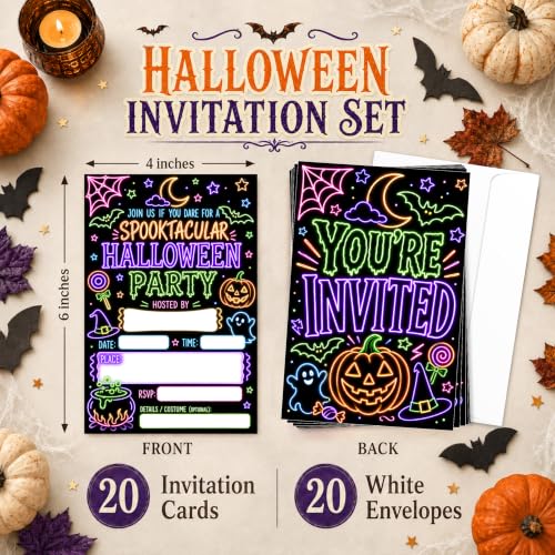 Spooktacular Halloween Birthday Party Invitations - Set of 20