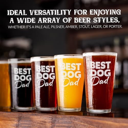 Funny Dog Dad Beer Glass - Engraved 16 oz Pet Lover Gift