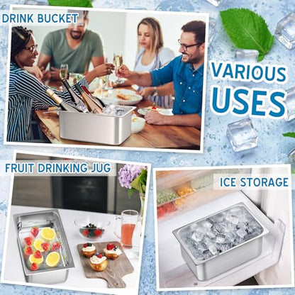 Meekoo 4 Pack 9L Stainless Steel Ice Buckets for Freezer, Wine & Beverage